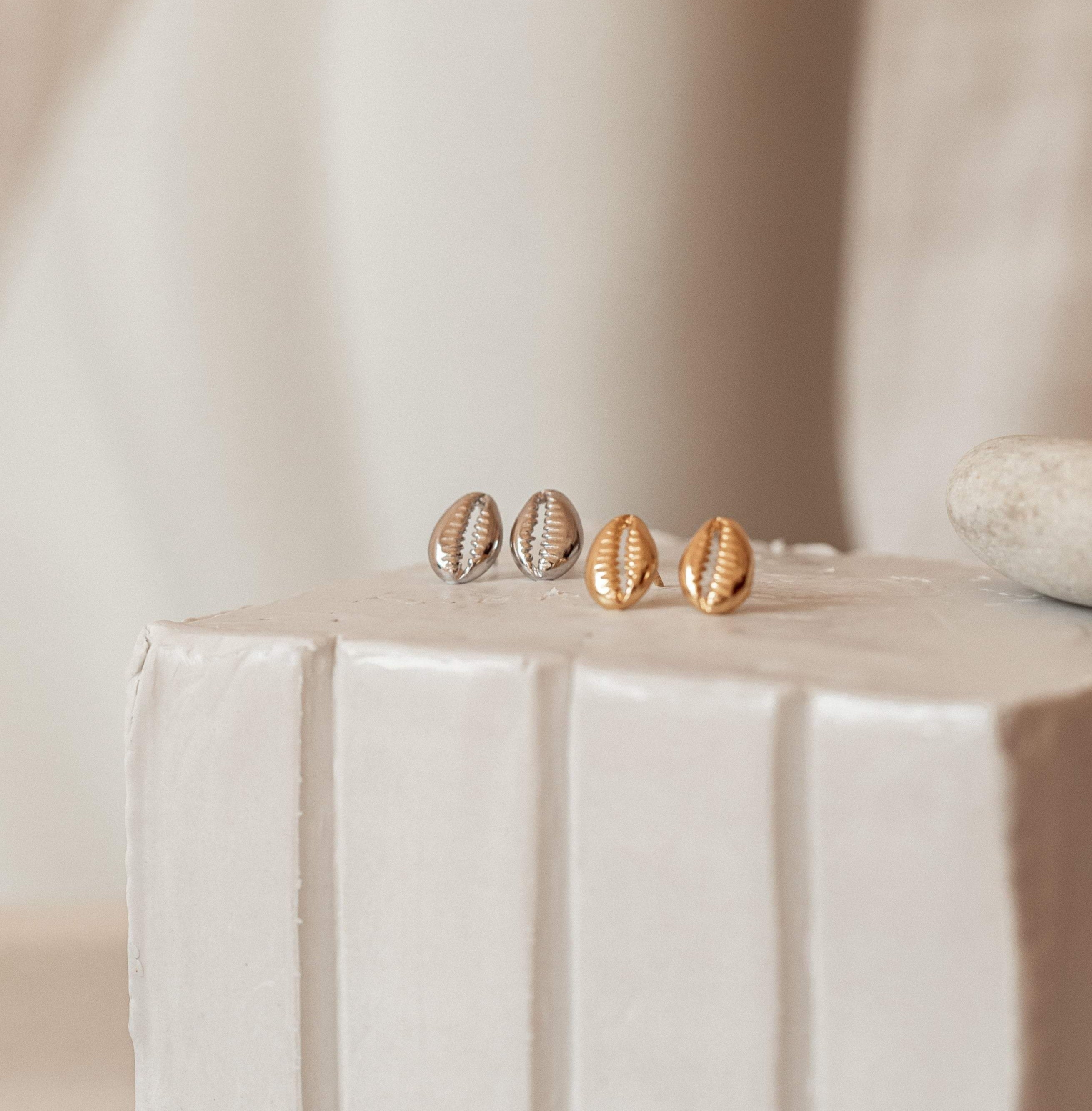 Embrace Coastal Chic: Cowry Shell Stud Earrings